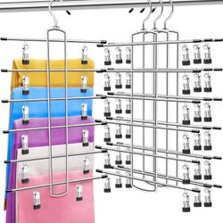 Brand new 3 Pack Closet Organizers and Storage,6 Tiers Skirt Pants Hangers with Clips Space Saving for Home Organization and Storage,College Dorm Room