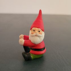 Vintage Santa Gnome Ceramic Taper Candle Hugger/Holder Figurine 2.75”