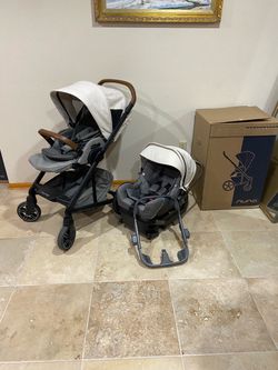 Nuna Mixx Stroller With Car Seat White Canopy