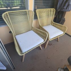 Caspian Mustard Outdoor Lounge Chairs (Set Of 2)