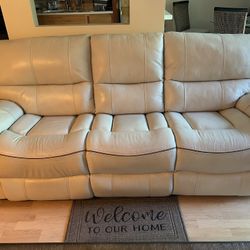 Cream Colored Leather Couch