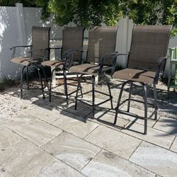 4 Outdoor Bar Swivel Chairs