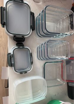 Glass Meal Prep Containers with Lids, MCIRCO Food Storage Containers with Snap Locking Lids, Airtight Lunch Containers, Microwave, Oven, Freezer and D