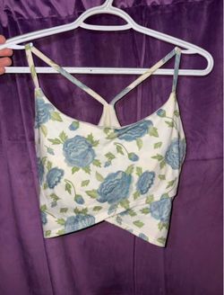 Blue Flowers Sports Bra