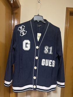 Guess V neck Women's Cardigan (Navy Blue)