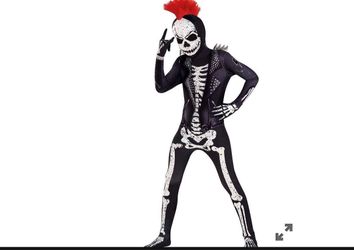Kids Punk Skeleton Skin Suit Costume