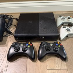 Xbox 360 E Console, 4 Controllers, Cables, Charger, etc.  