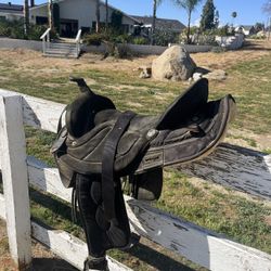 Black Suede And Canvas Saddle 