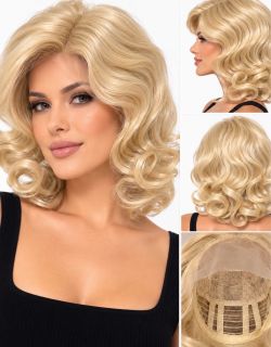 Salaibs Blonde Lace Front Curly Bob Wig - Vintage Hollywood Style Synthetic