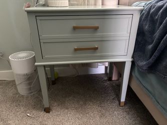Sage  2-Drawer Nightstand with Brass Hardware- set of 2