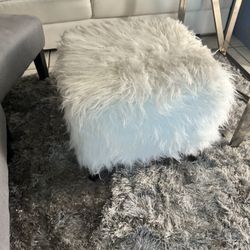 White Furry  Stool $30