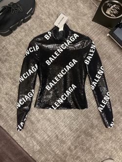 BALENCIAGA WOMENS TOP SEQUIN BLACK/WHITE
