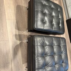 1 Or 2 Black Leather Ottomans