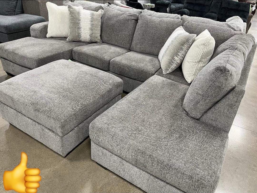 Creswell Stone Sectional Sofa Couch+ OTTOMAN by ASHLEY With İnterest Free Payment Options