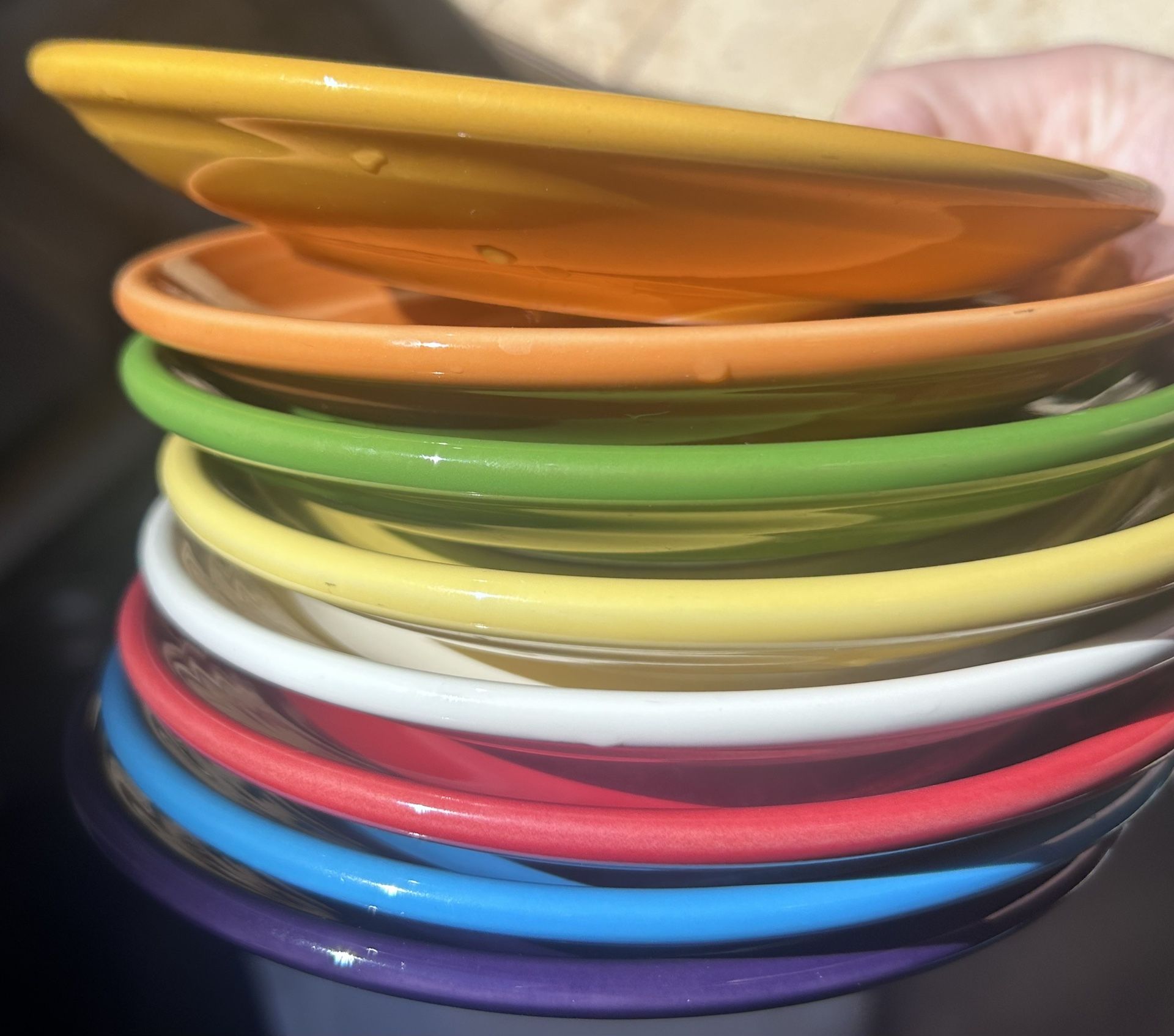 Set of 8 Colored Fiesta Ware Saucer Plates 6”