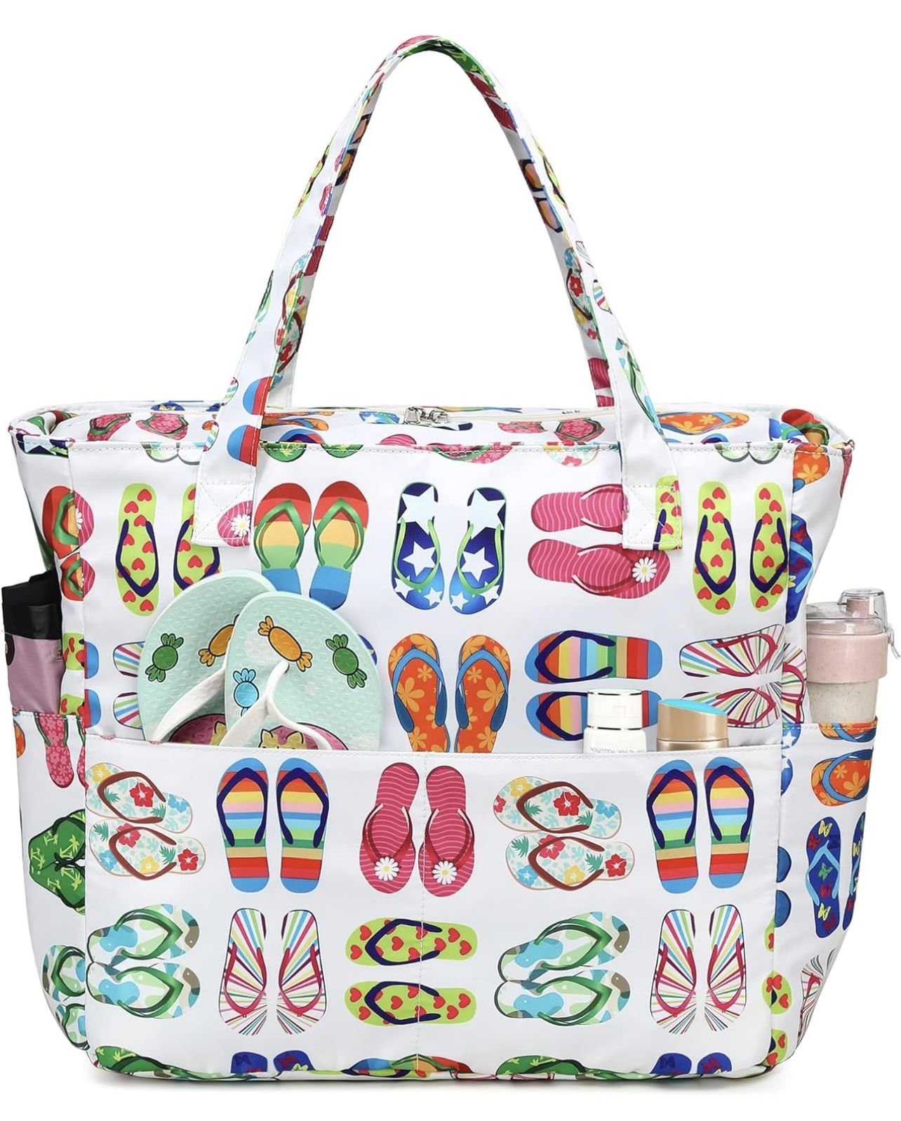 BRAND NEW LEDAOU Large Beach Tote Bag Women Waterproof Sandproof Zipper Beach Tote Bag for Pool Gym Grocery Travel with Wet Pocket