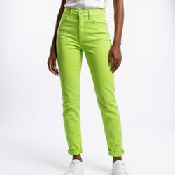 Judy Blue Neon Lime Green Slim Fit Jeans 9/29 Acid Cyber Y2K Rave Denim