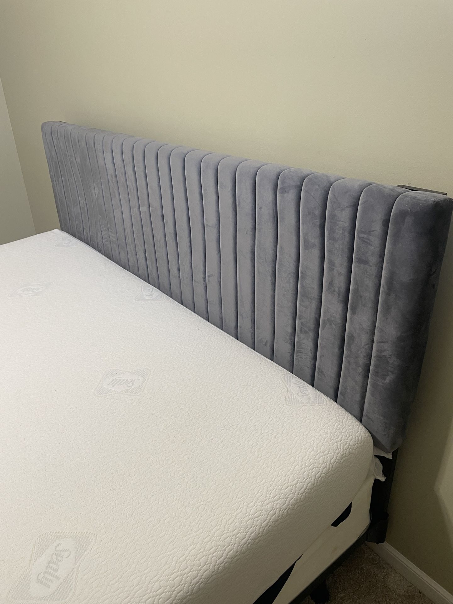 Gently used King Size Head board, Rails and Sealy Memory foam mattress for sale