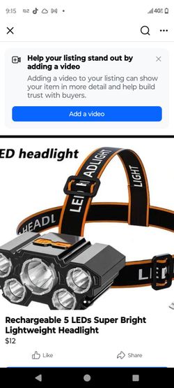 Rechargeable Hands-Free  Super Bright COB Headlight Three Light Strips Multi-Purpose Folds Into The Pocket
