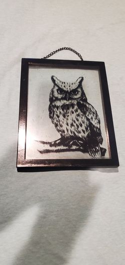 Owl window hanging print