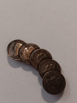 Vintage Jewelry.  Very old 1880s coins Canadian 5 cent coins made into a Brooch
