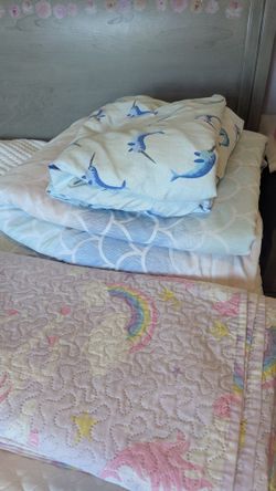 Free Kid Full Bedding Set - Narwal Sheets, Mermaid Pattern With Unicorn Rainbow Bed Spread
