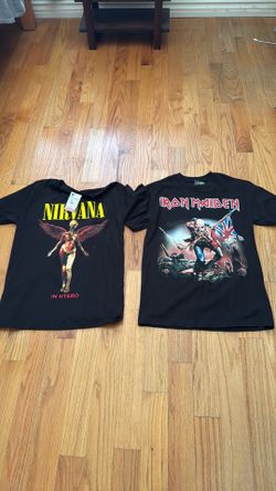 Iron maiden and nirvana t shirt
