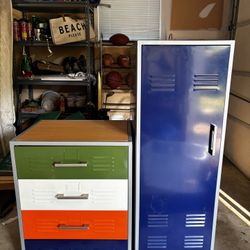 Metal 4 Drawer Locker Dresser and  Storage Cabinet