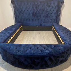 BLUE BED - ROUND W/ STORAGE drawers