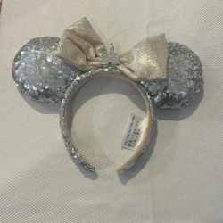 Disney Silver Sequin Cinderella  Castle Ears