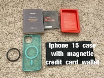 Iphone  15  case  with  magnetic  credit  card  wallet  -  $25