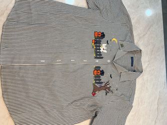 Karen Scott Halloween Striped Button-Up Blouse   Get ready for spooky season with this adorable Karen Scott Halloween button-up blouse! Featuring blac