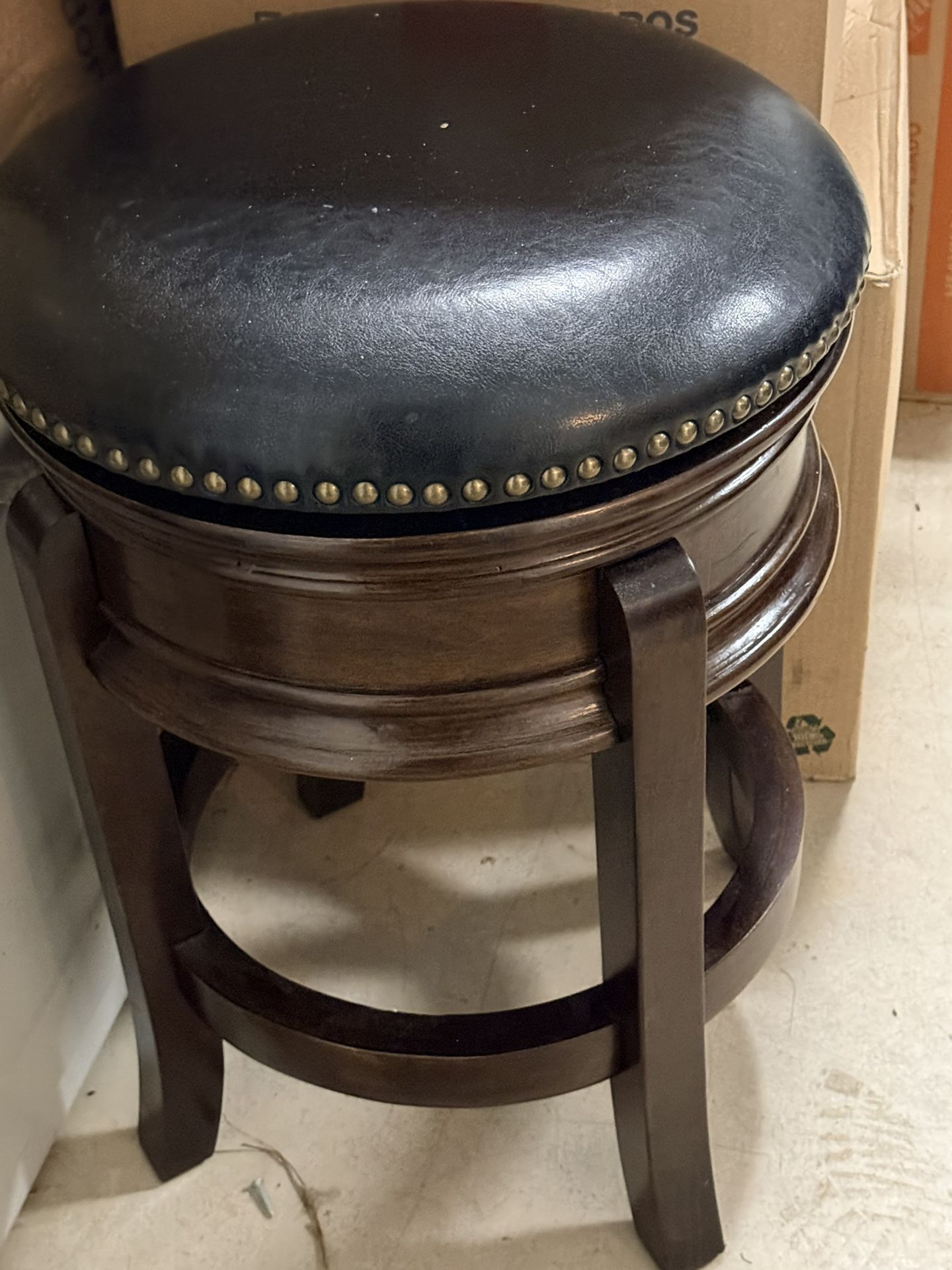TWO Leather Bar Stools Available (Swivel) $50 Each Height 23”