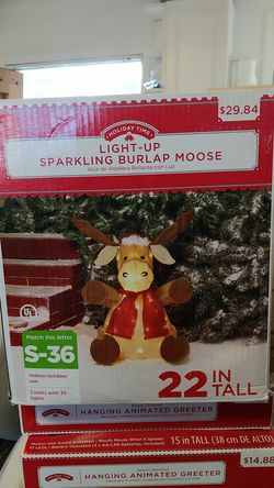 Light Up Sparkling Burlap Moose Christmas Decoration