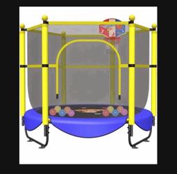 5 FT Indoor & Outdoor Kids Trampoline with Basketball Hoop