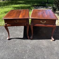 Pair of Queen Anne Cherry Wood End Tables