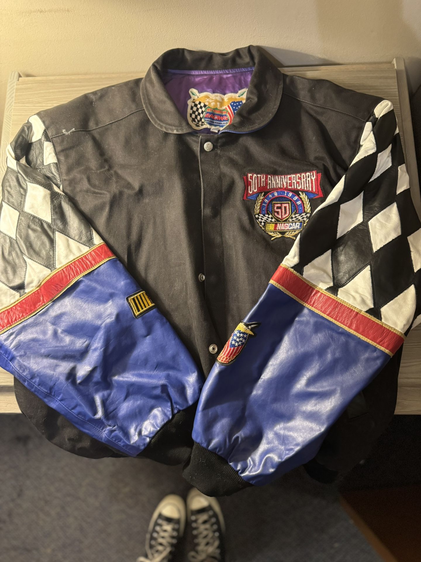 Vintage 1998 NASCAR 50th Anniversary Leather Jacket