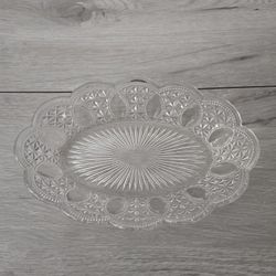 Vintage Oval Clear Glass Serving Relish Dish 