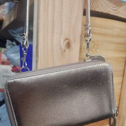  Metallic Light Pink Small Crossbody Purse / Wallet / Wristlet