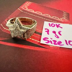 For Wedding 10K Solid Gold Star ⭐️ Ring (NATURAL  DIAMONDS 💎 STONES) 7Gr Size 10