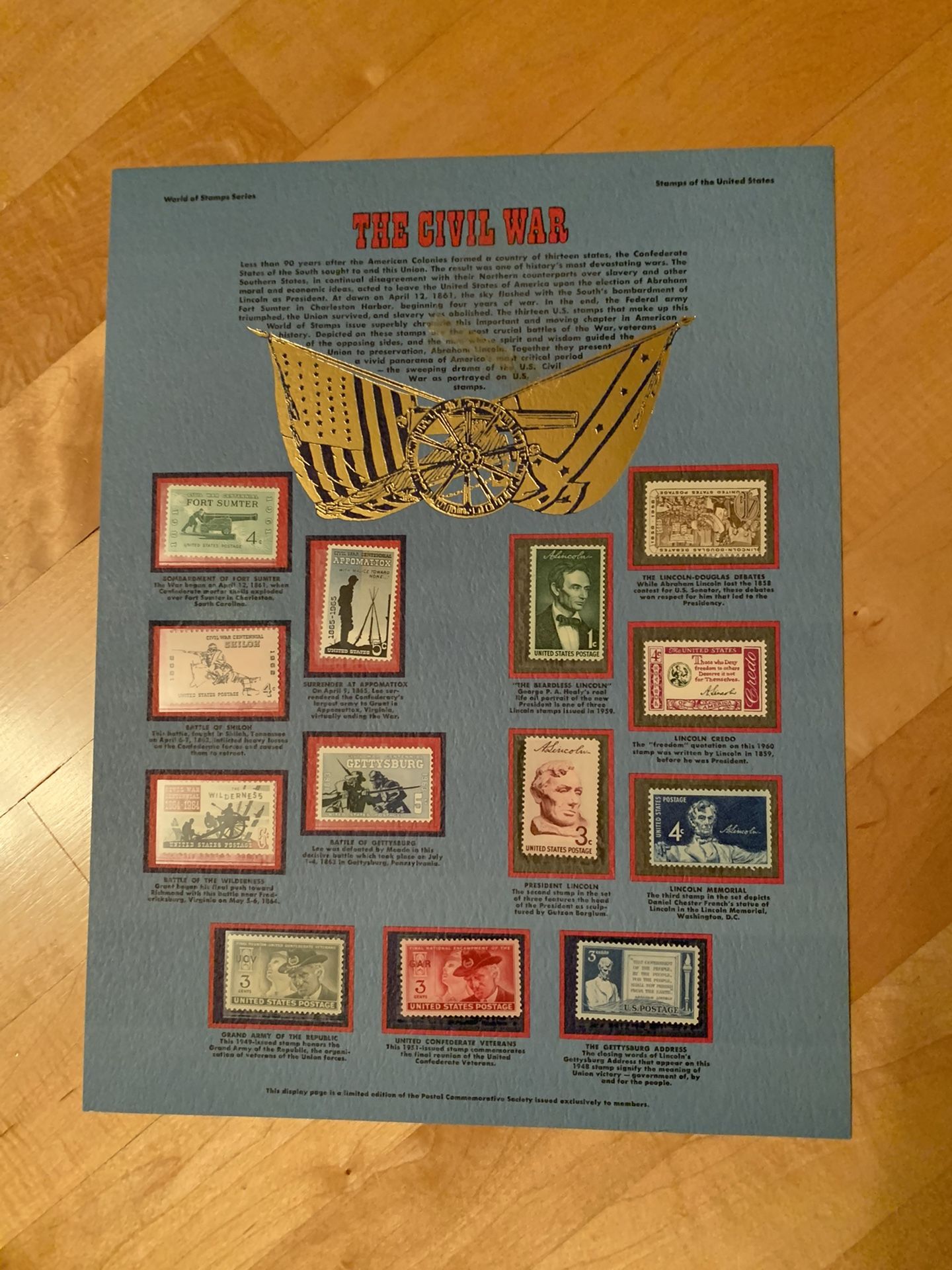 CIVIL WAR BUFFS:  World Of Stamps Series w/COA  depicting the many stages of The Civil War From Start To Finish And Beyond