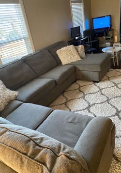 Gray Fabric Sectional Sofa with Chaise