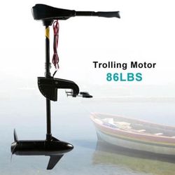 86 Lbs. Thrust Electric Transom Mounted Trolling Motor Fishing Boats Saltwater Freshwater 28 In. Shaft