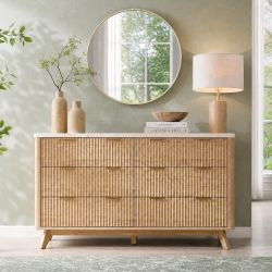 Modern Drawers Dresser, Wood Chest of Drawers, Dressers Organizer - Natural Oak - 6-drawer