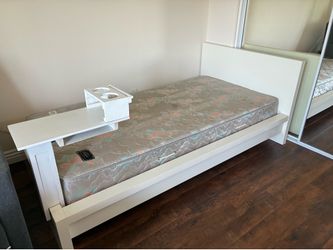 Twin Sized Bed Frame, Mattress, and Table Attachment