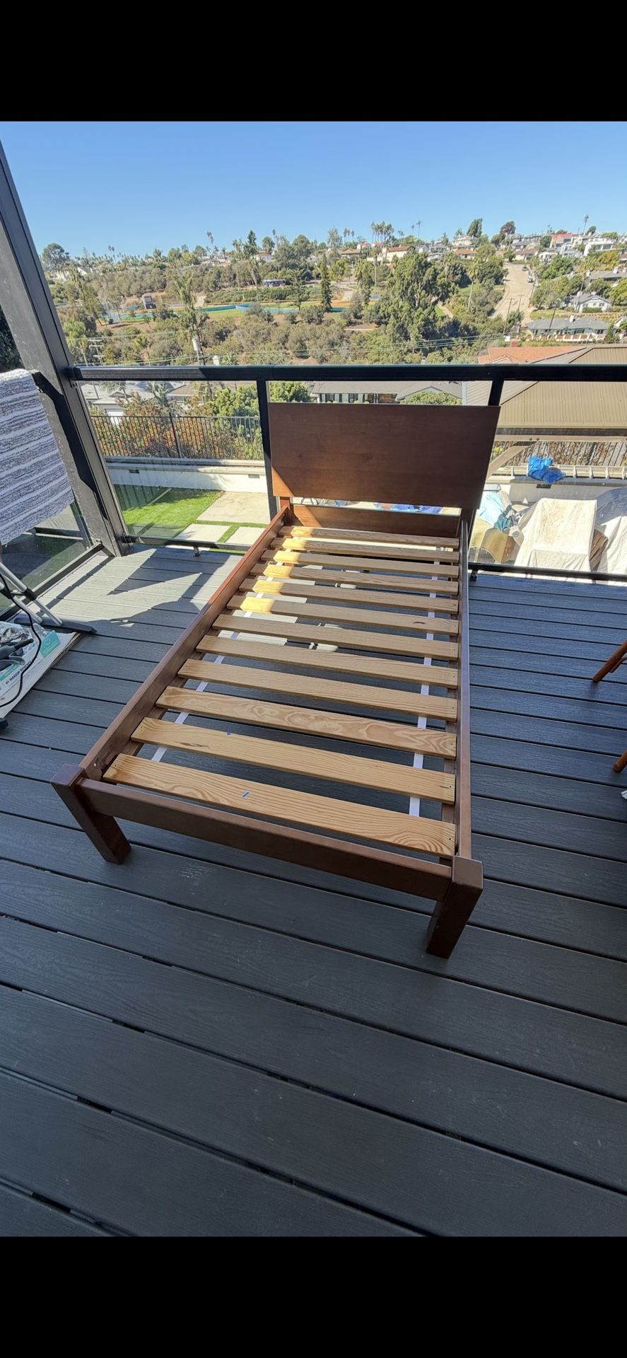 Wood Twin Bed & Newer Clean Mattress