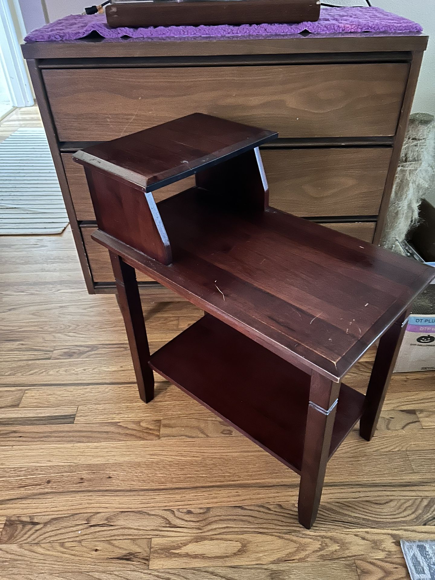 Wood side end table plant stand used 26X22X13