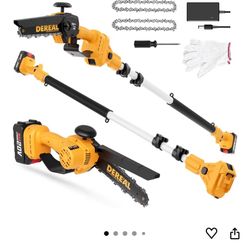 2-in-1 cordless pole saw, 8-inch brushless pole chain saw, mini handheld chain saw with 20v battery, extendable up to 17 feet, multifunctional pole sa