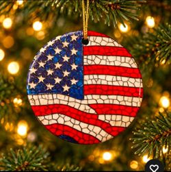 American Flag Mosaic Christmas Ornament
