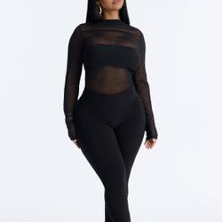 Mesh Skinny Leg Jumpsuit